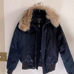 LAUREN Ralph Lauren Fur Collar Bomber Jacket